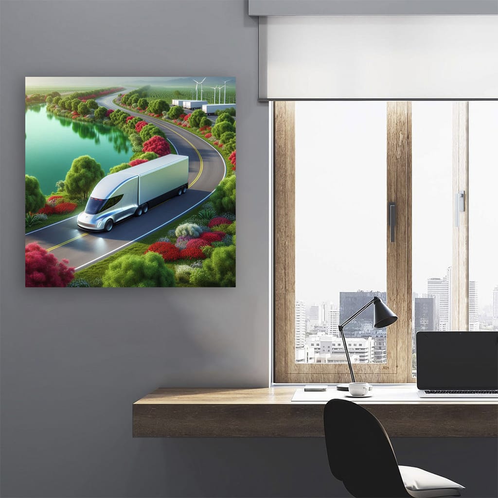 Tesla Semi Lake Wall Art