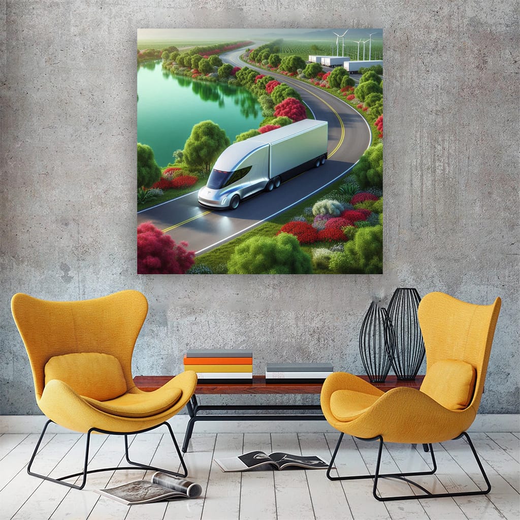 Tesla Semi Lake Wall Art