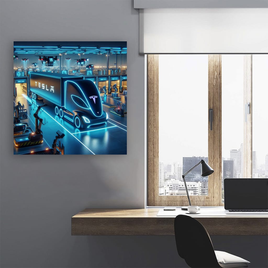 Tesla Semi Neon - Futuristic Electric Truck Innovation
