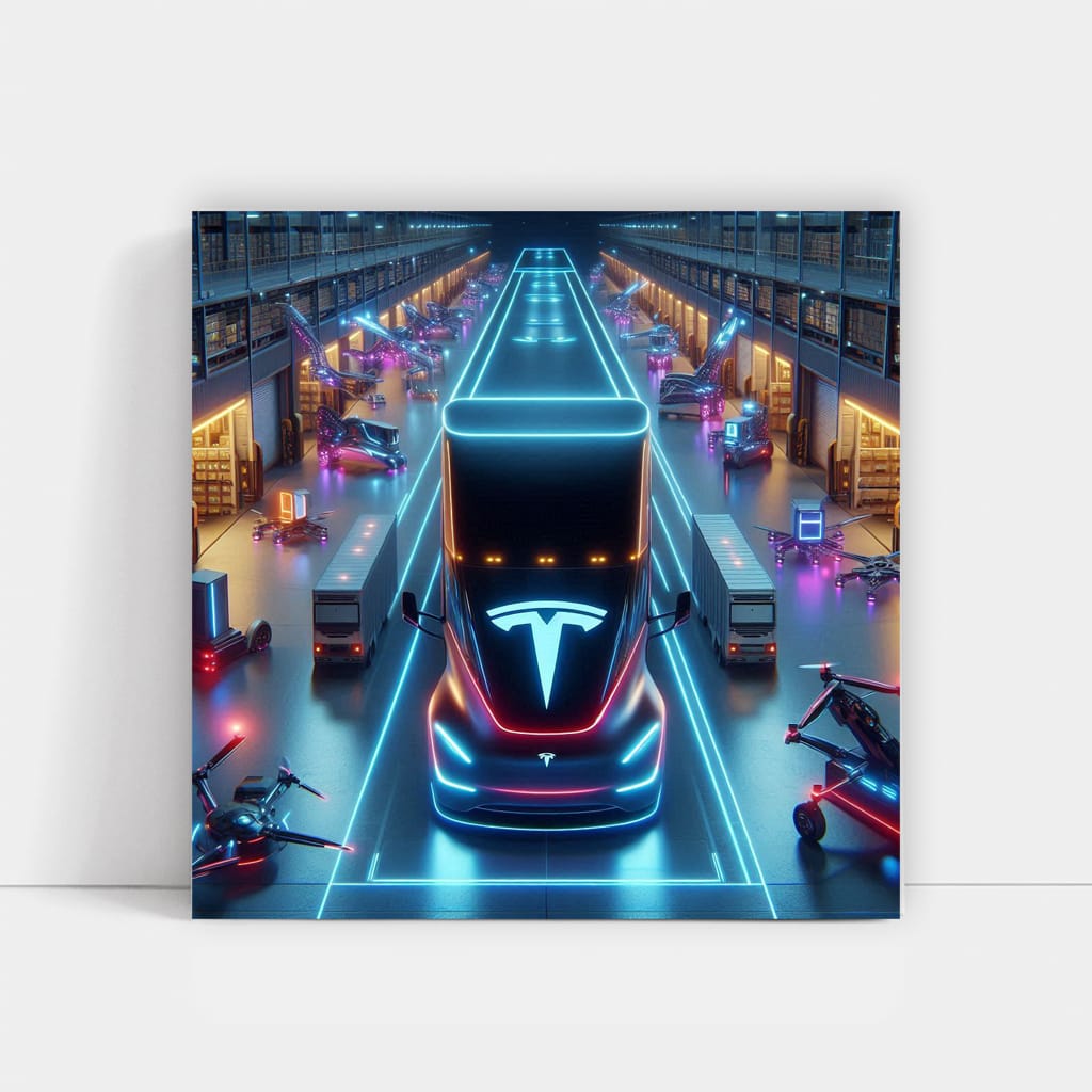 Tesla Semi Neon: Futuristic and Powerful Electric Truck