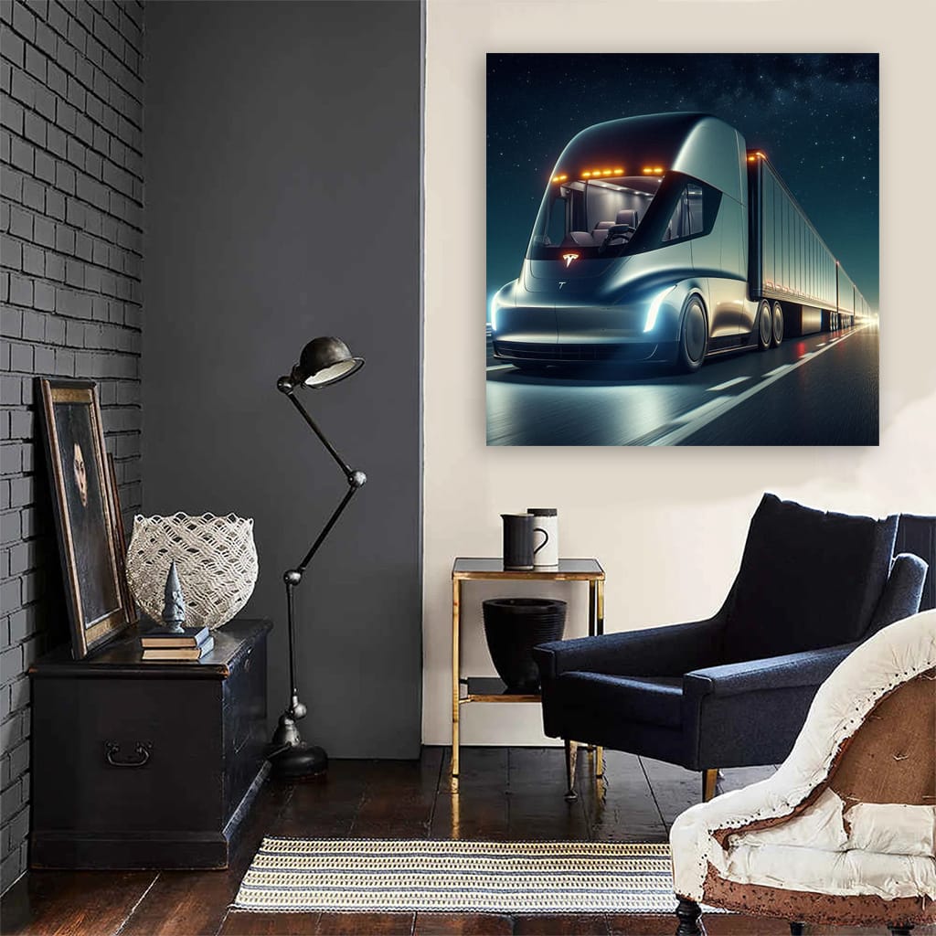 Tesla Semi Night Wall Art