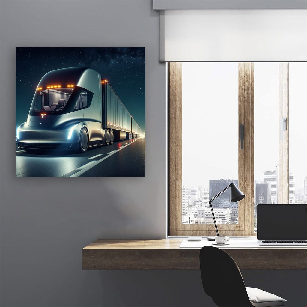 Tesla Semi at Night: Efficient, Powerful, and Futuristic