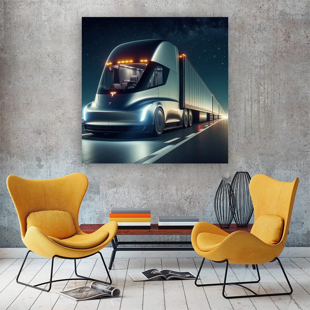 Tesla Semi Night Wall Art