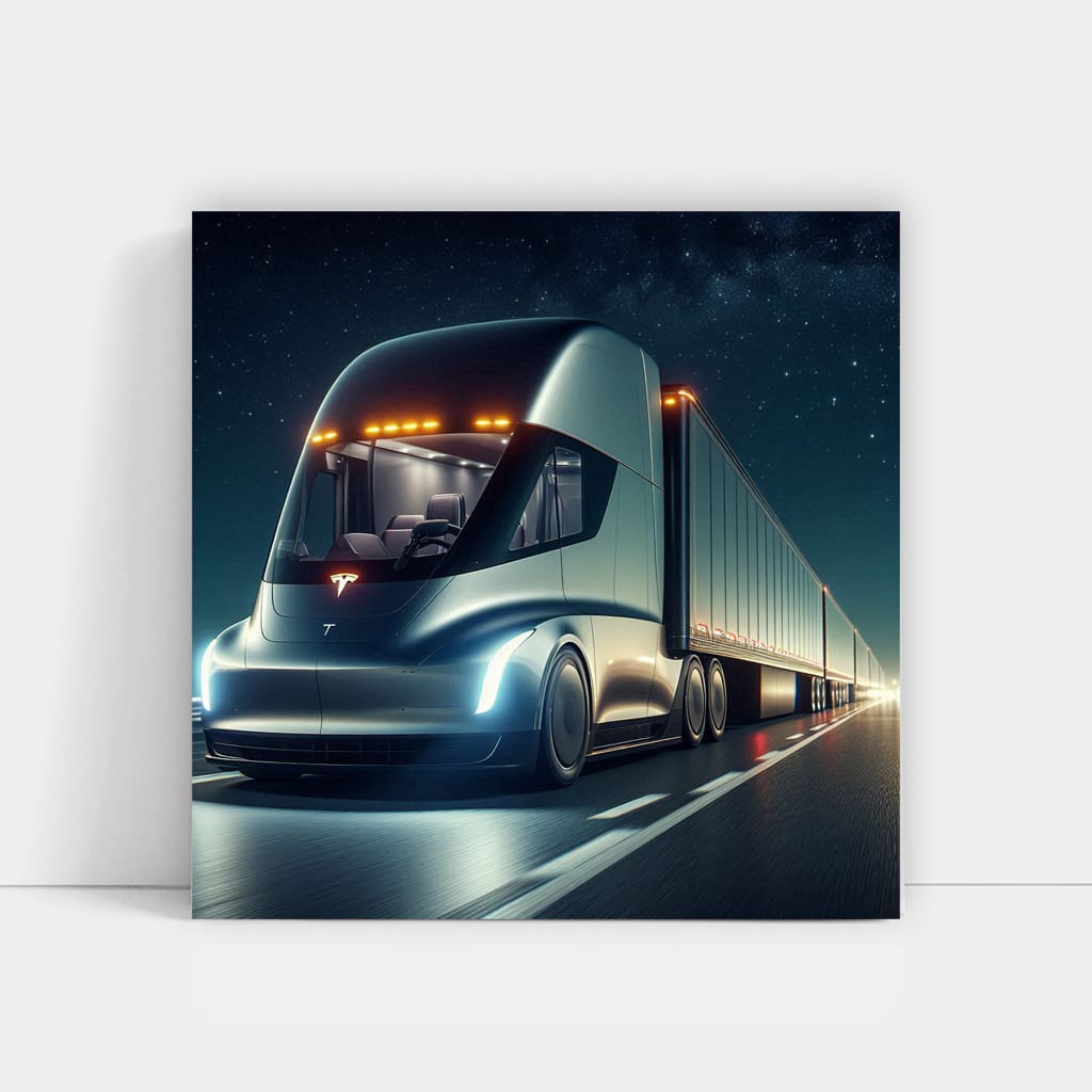 Tesla Semi at Night: Efficient, Powerful, and Futuristic
