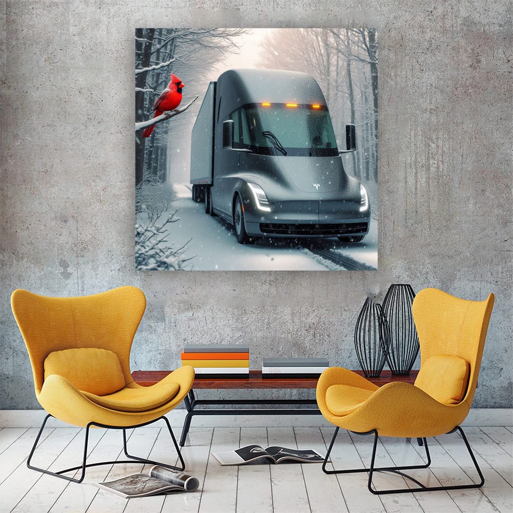 Tesla Semi Navigating Snowfall: Power and Precision