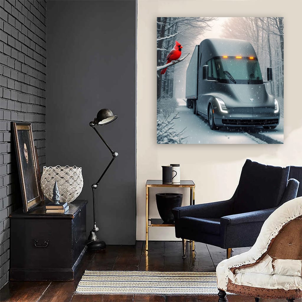 Tesla Semi Navigating Snowfall: Power and Precision