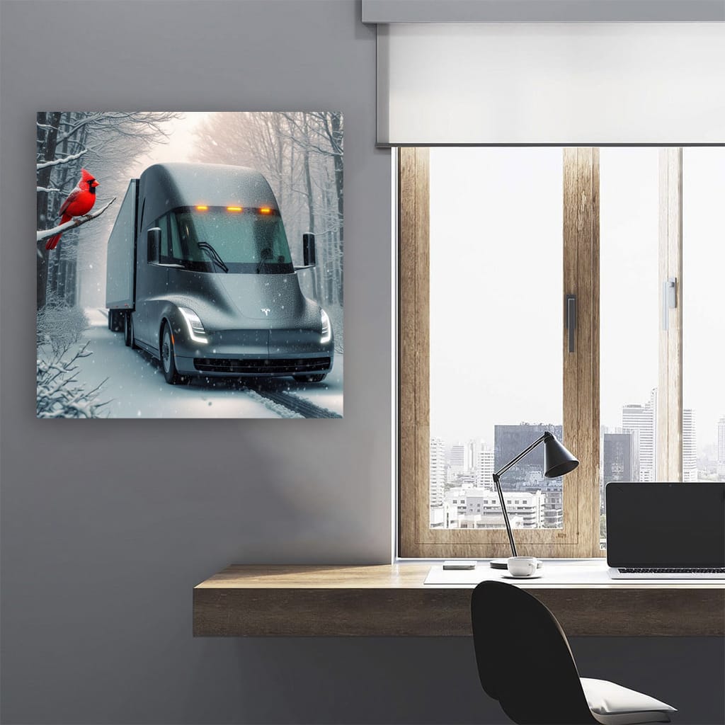 Tesla Semi Navigating Snowfall: Power and Precision