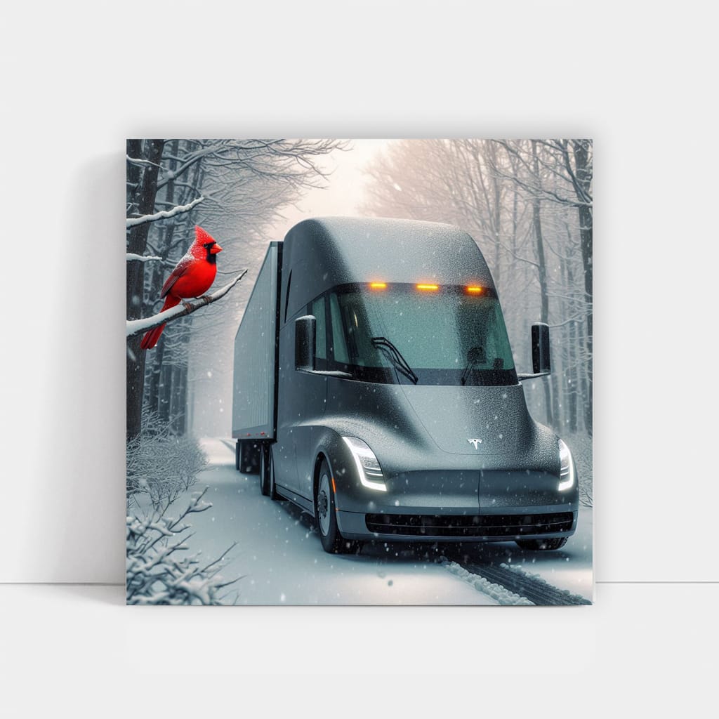 Tesla Semi Navigating Snowfall: Power and Precision