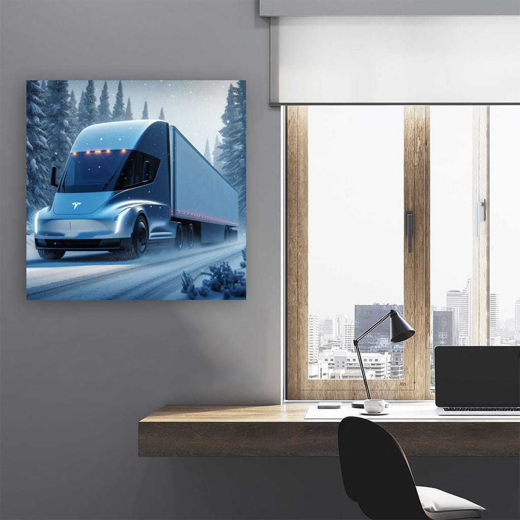 Tesla Semi in Snowfall - Power Meets Innovation