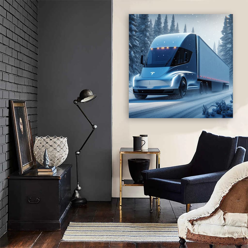 Tesla Semi in Snowfall - Power Meets Innovation