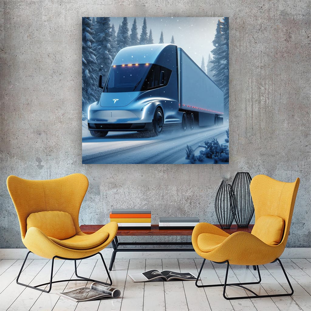 Tesla Semi in Snowfall - Power Meets Innovation