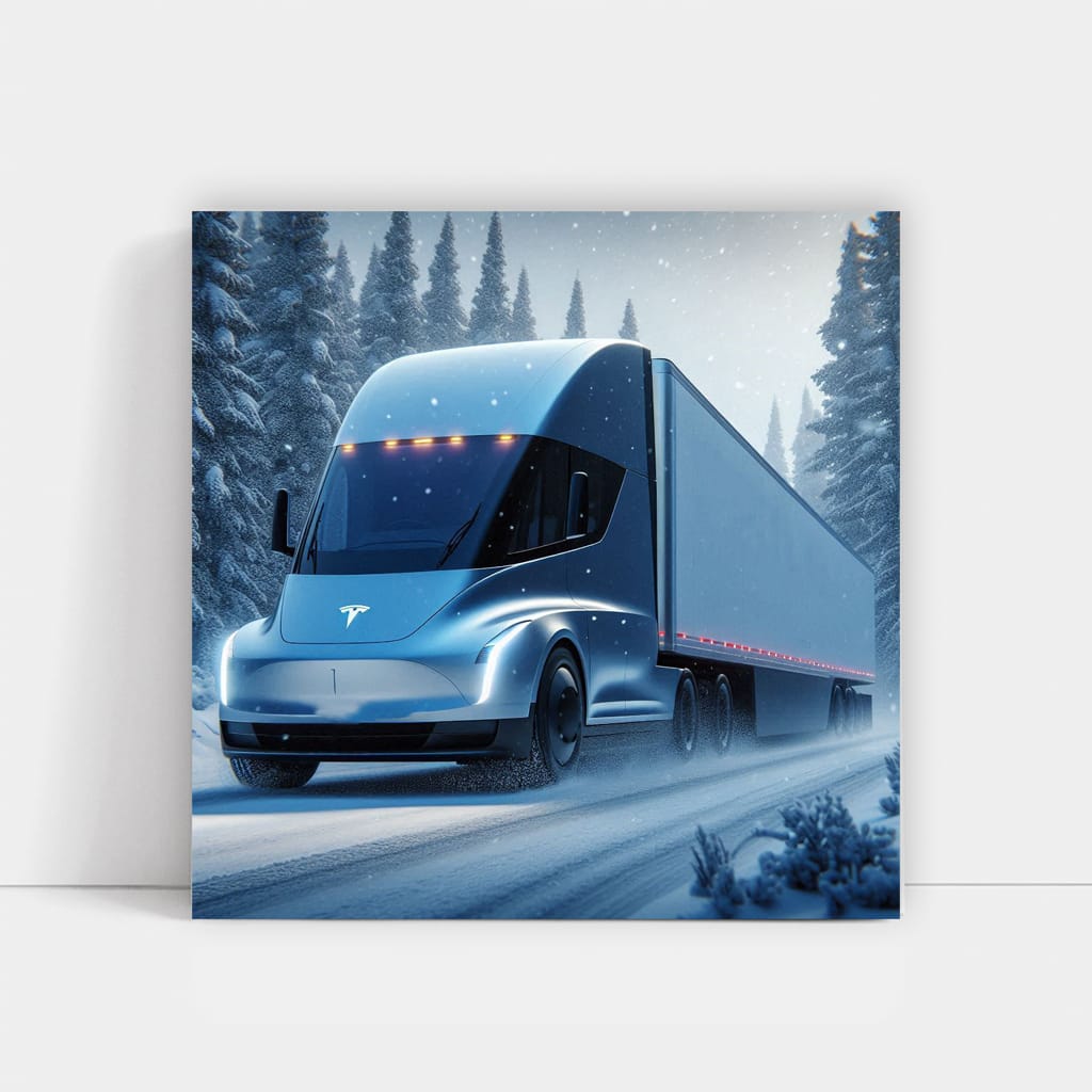 Tesla Semi in Snowfall - Power Meets Innovation