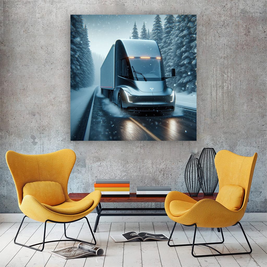 Tesla Semi Winter Wall Art