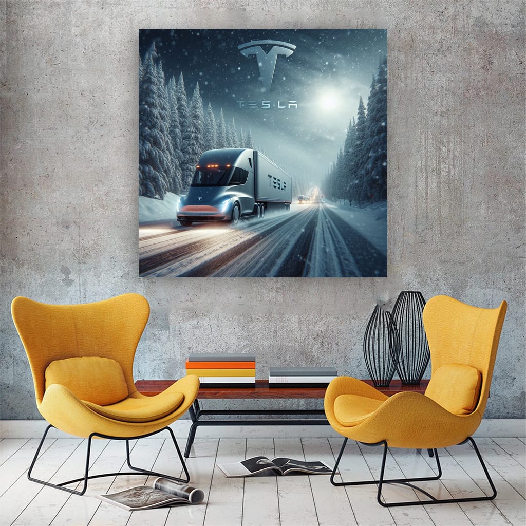 Tesla Semi Winte Wall Art