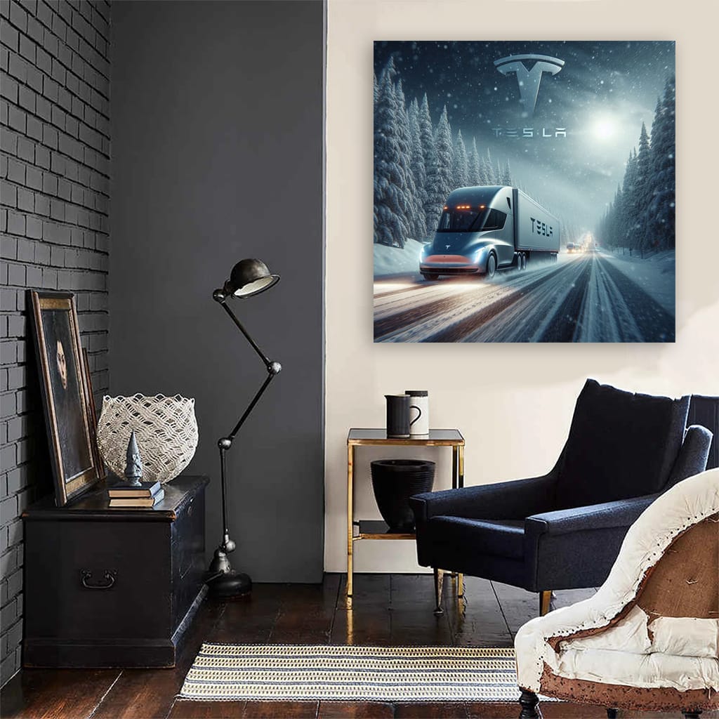 Tesla Semi Winte Wall Art