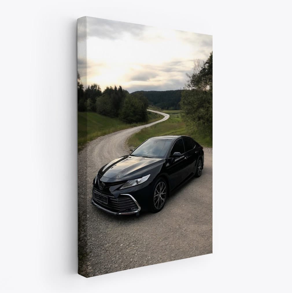 Toyota Camry 70 on Gravel Path, Country Road Backdrop, Reliable Ride - EnjoyStore