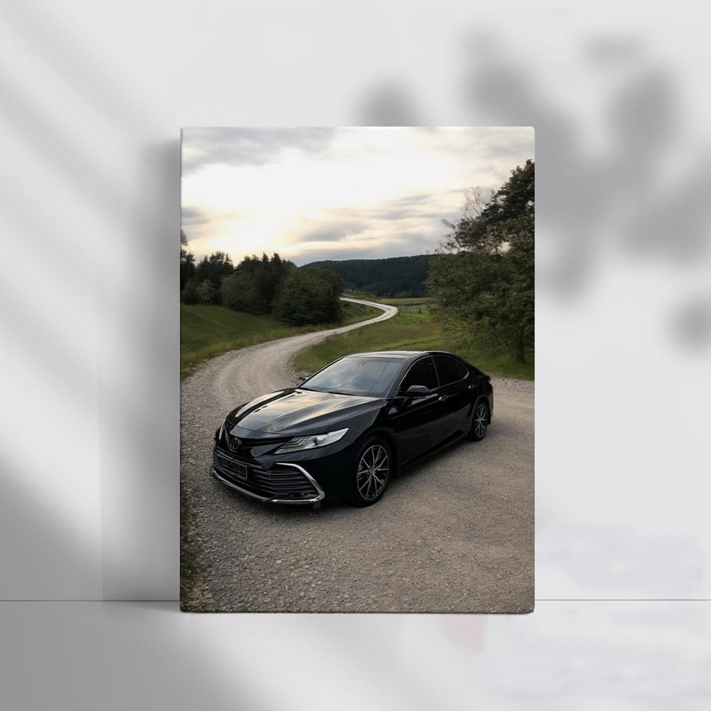 Toyota Camry 70 on Gravel Path, Country Road Backdrop, Reliable Ride - EnjoyStore