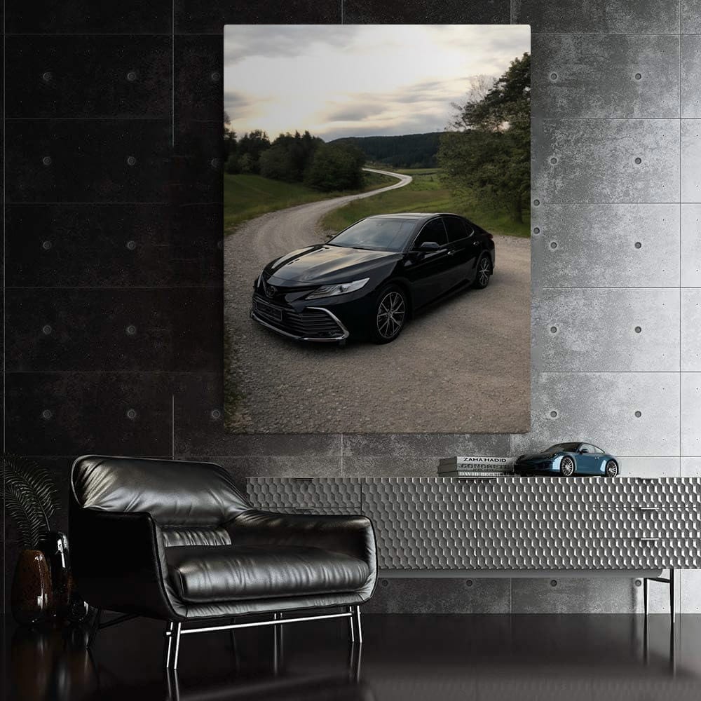 Toyota Camry 70 on Gravel Path, Country Road Backdrop, Reliable Ride - EnjoyStore