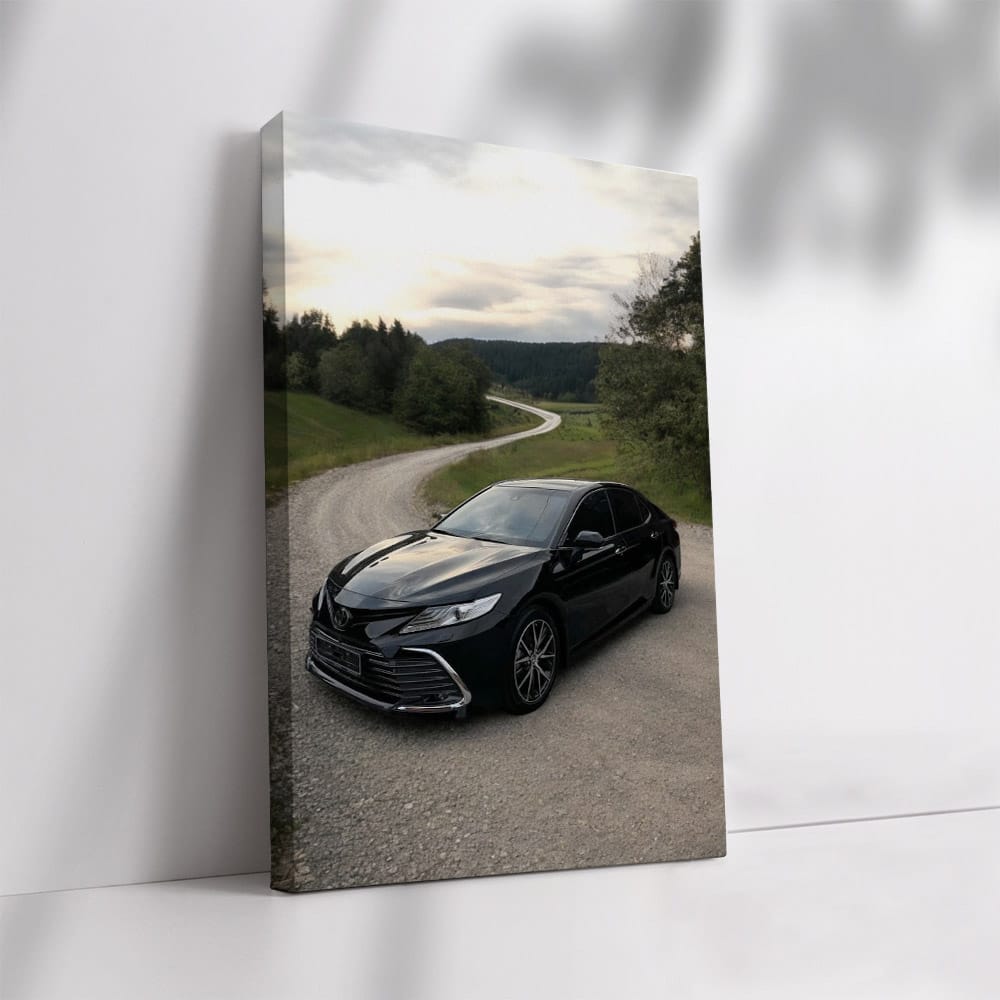 Toyota Camry 70 on Gravel Path, Country Road Backdrop, Reliable Ride - EnjoyStore