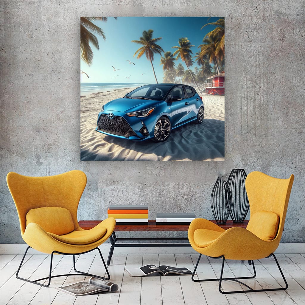 Toyota Gr Yaris On Beach Wall Art