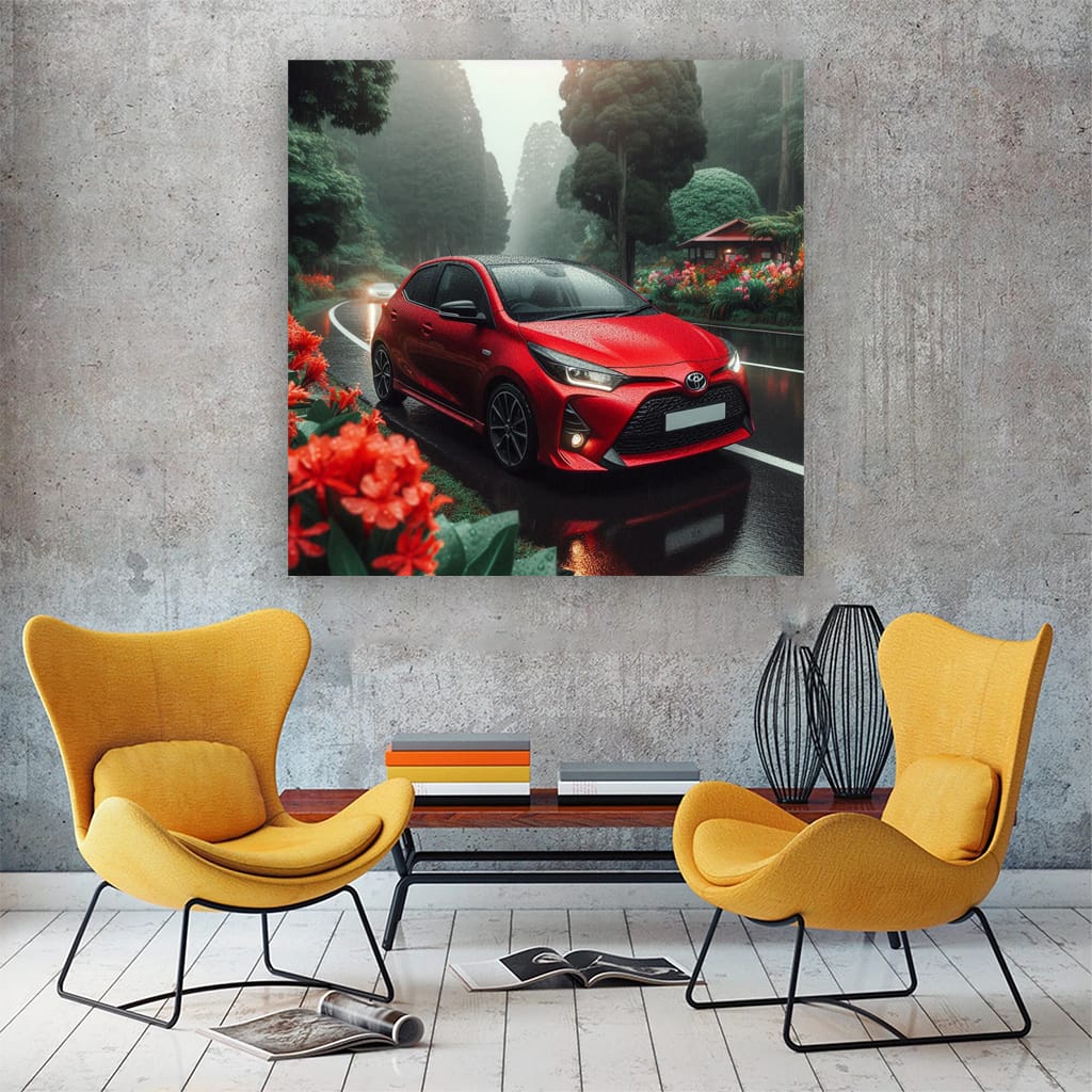 Toyota Gr Yaris Rainy Weath Wall Art