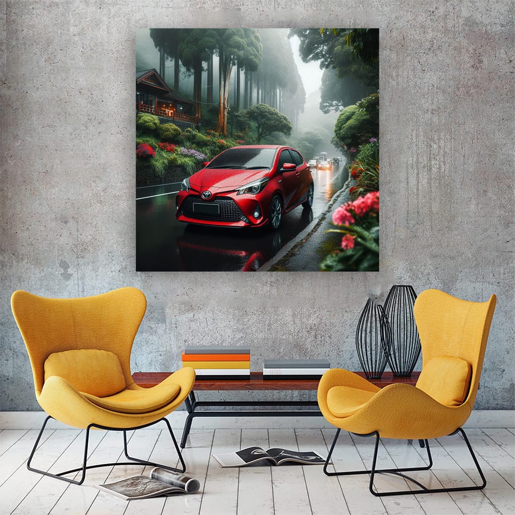 Toyota Gr Yaris Rainy Weather Wall Art