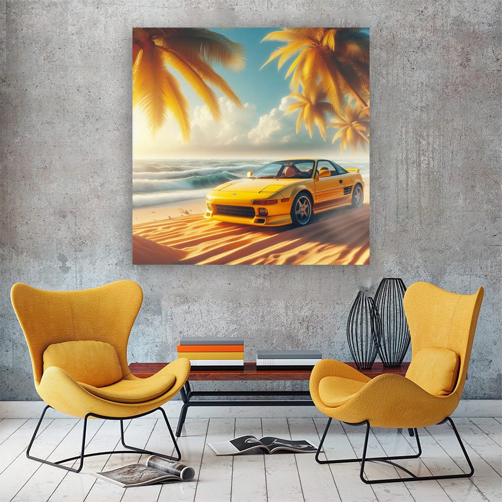 Toyota Mr2 On Beach Wall Art