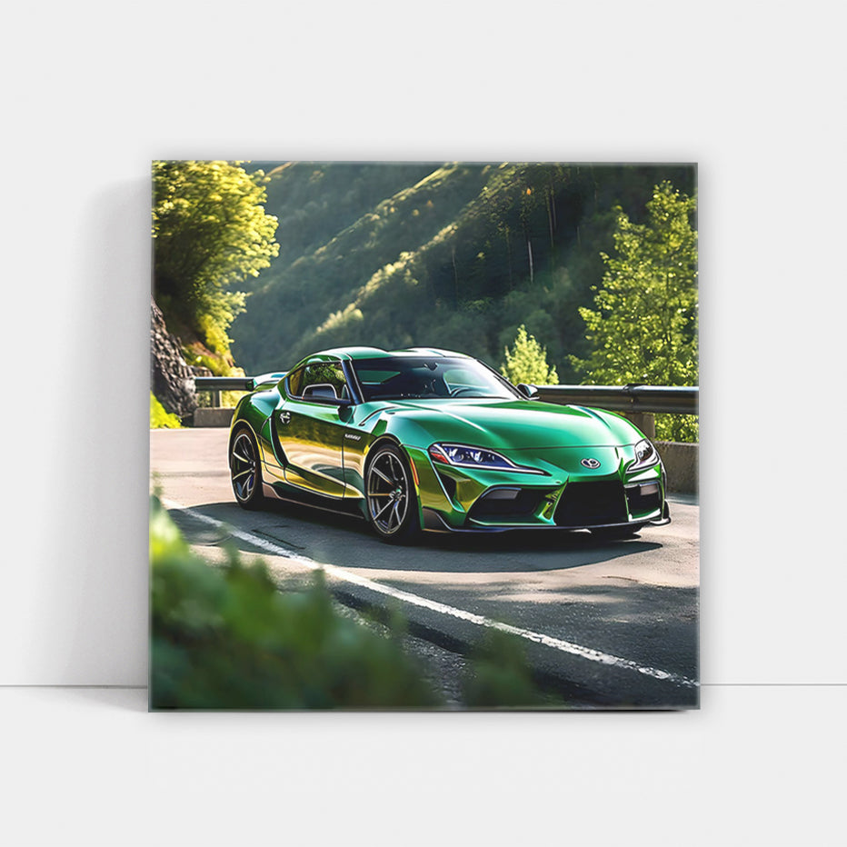 Green Toyota Supra in Mountain - Iconic Performance