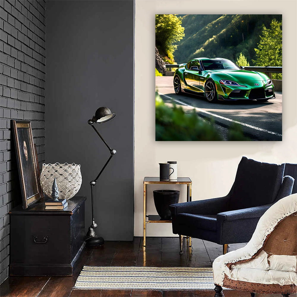Green Toyota Supra in Mountain - Iconic Performance
