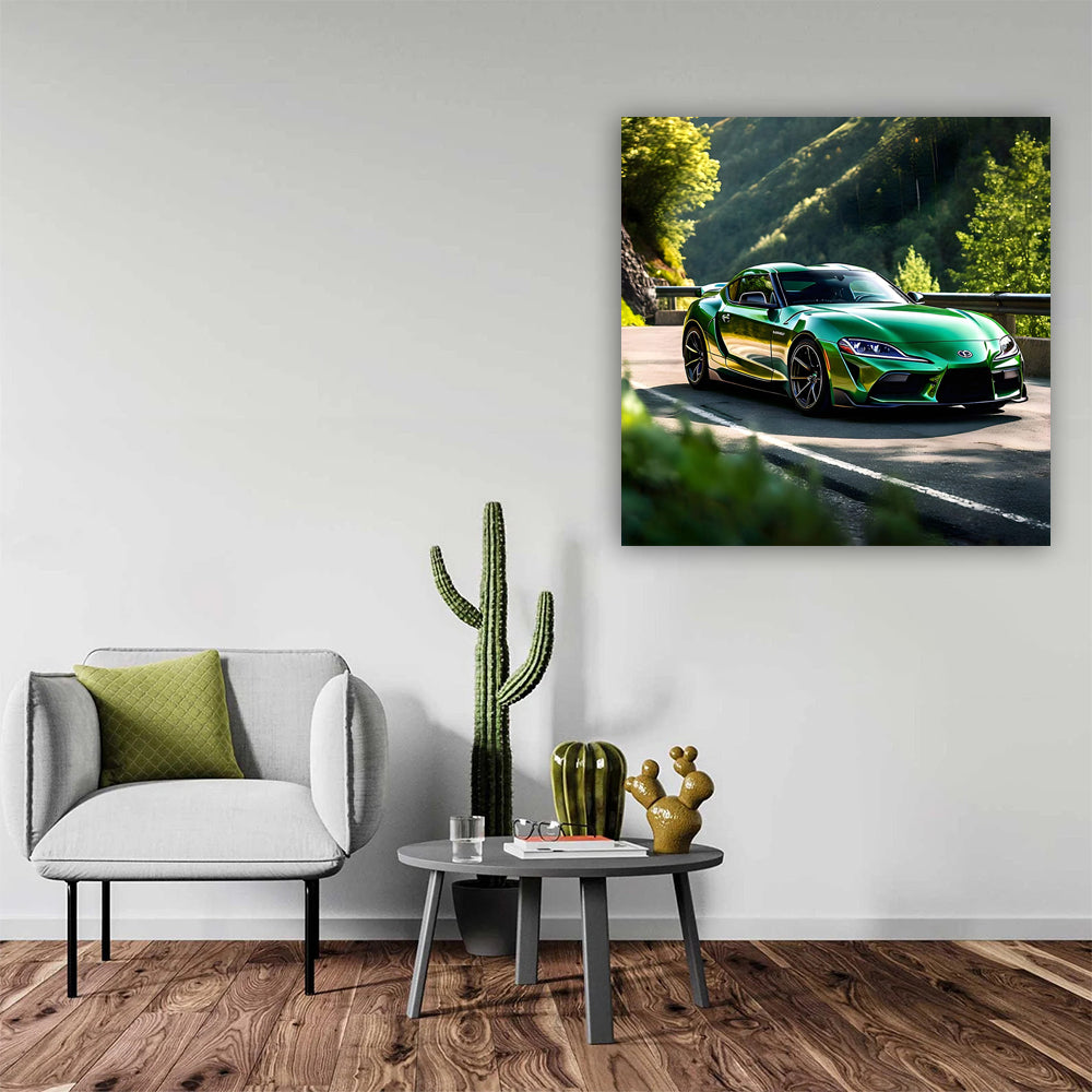 Green Toyota Supra in Mountain - Iconic Performance