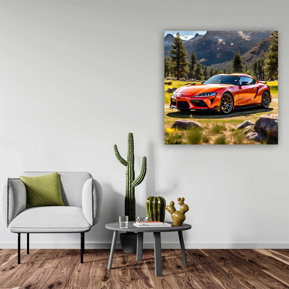 Orange Toyota Supra in Scenic National Park - Sporty Elegance