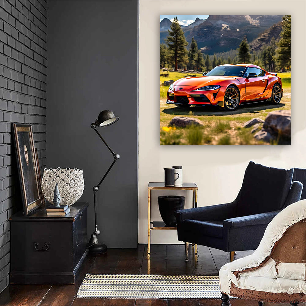 Orange Toyota Supra in Scenic National Park - Sporty Elegance