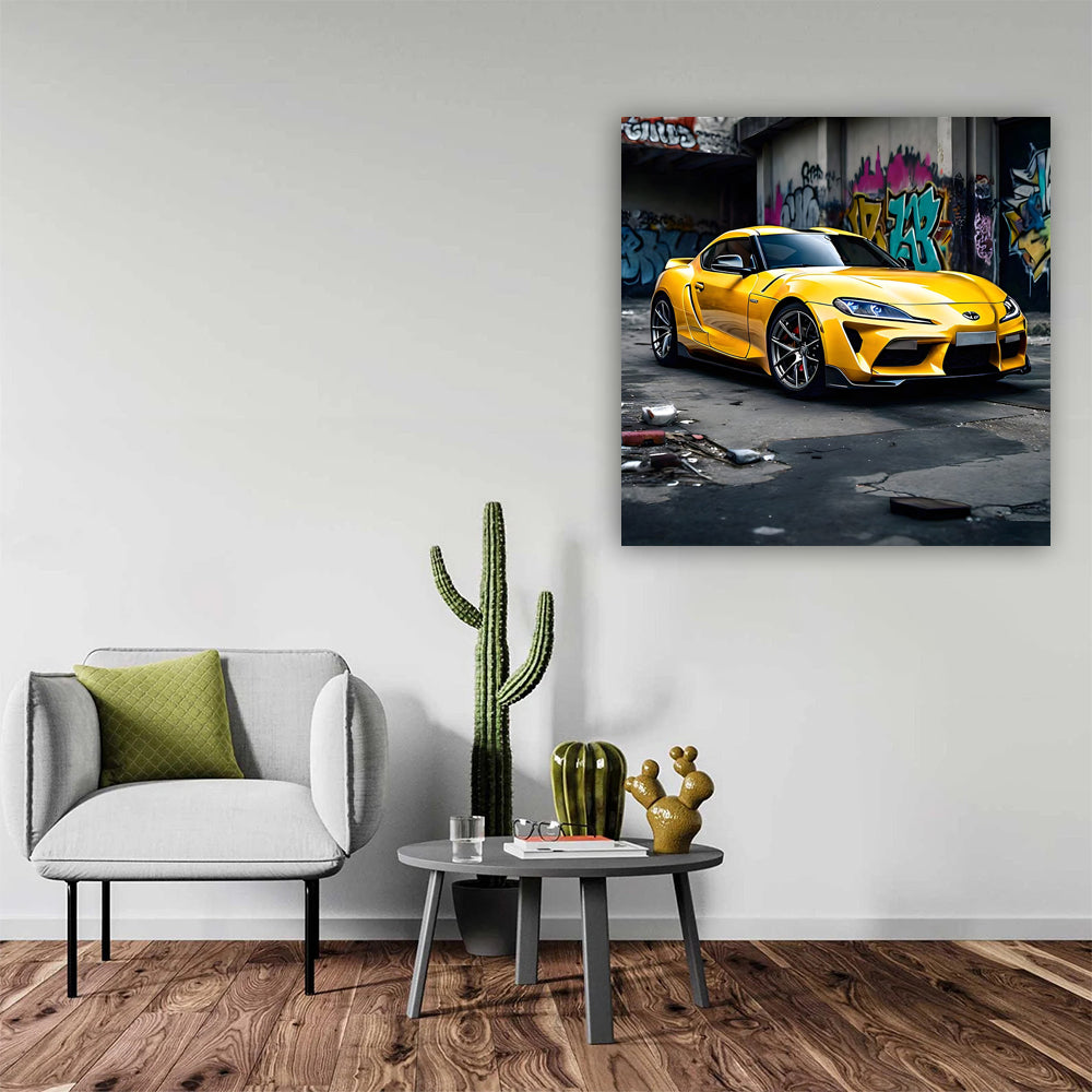 Yellow Toyota Supra in Urban Jungle - Speed and Style