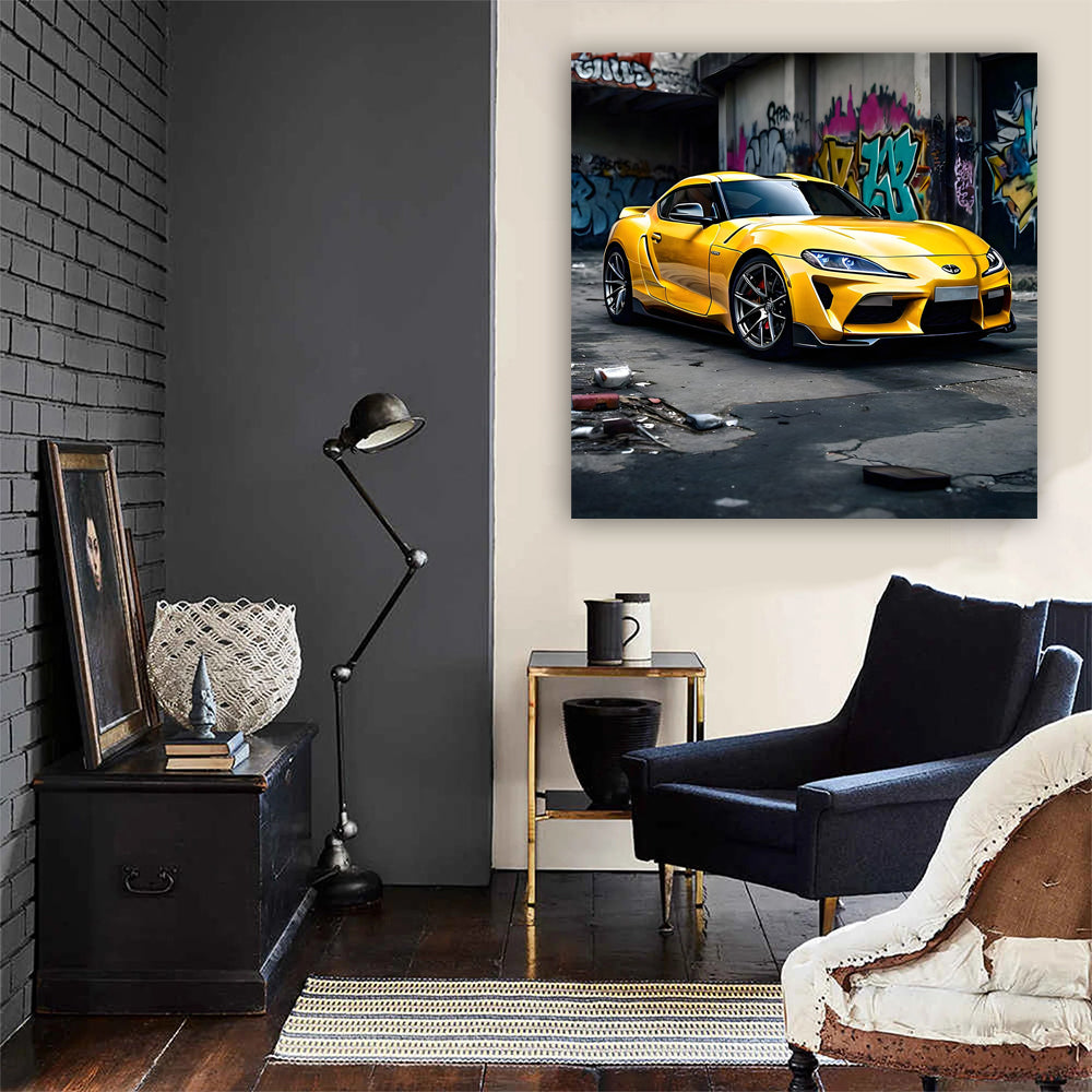Yellow Toyota Supra in Urban Jungle - Speed and Style
