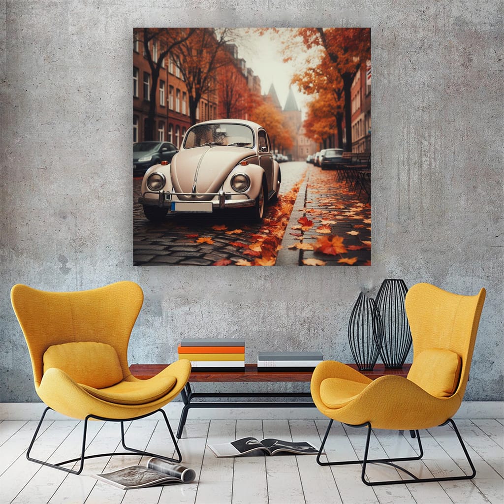 Volkswagen Beetle Overcast Weath Wall Art