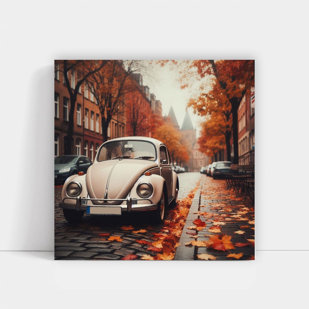 Volkswagen Bug in Cloudy Skies - Classic Charm