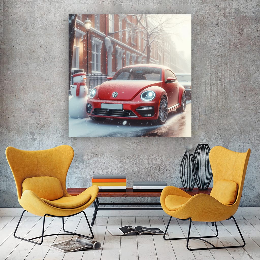 Volkswagen Beetle Rline Snowfa Wall Art