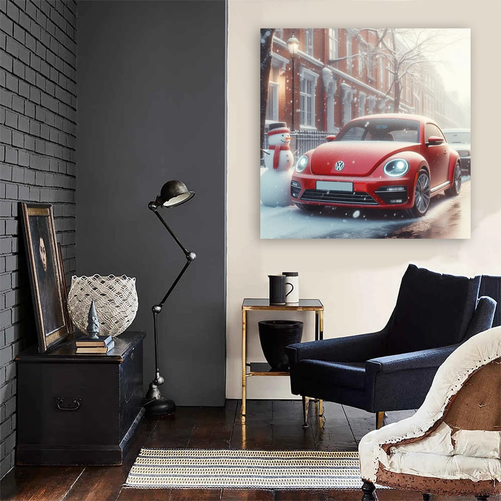 Volkswagen Beetle Rline Snowfa Wall Art