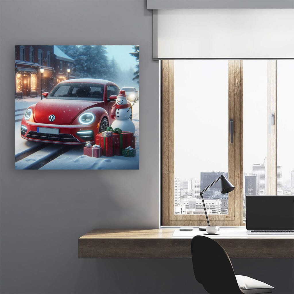 Volkswagen Beetle Rline Snowfall Wall Art