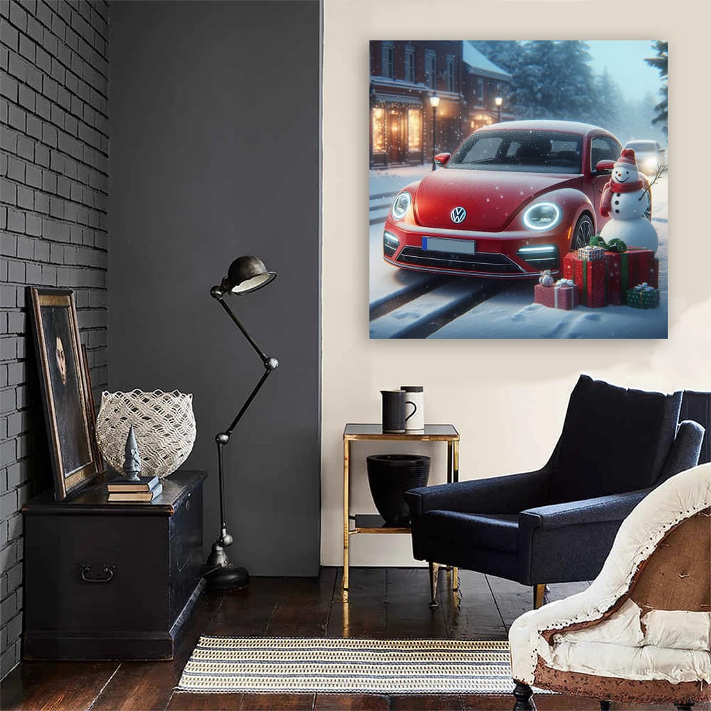 Volkswagen Beetle Rline Snowfall Wall Art