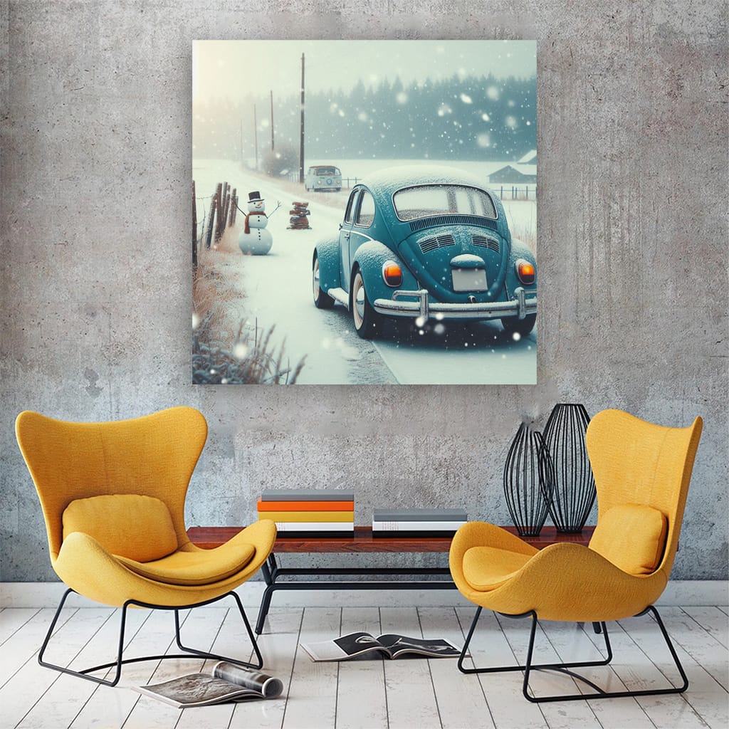Volkswagen Beetle in Snowfall: Classic Charm and Timeless Style