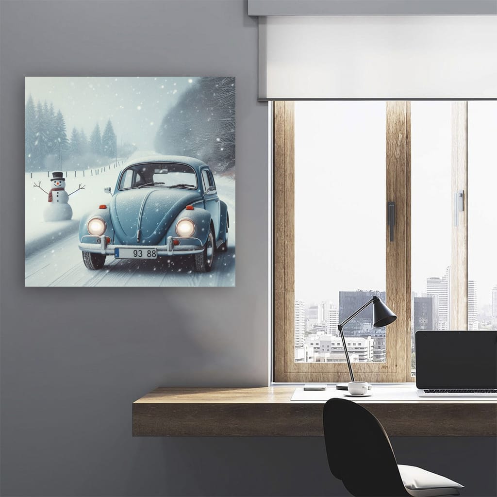 Volkswagen Beetle Snowfall Wall Art