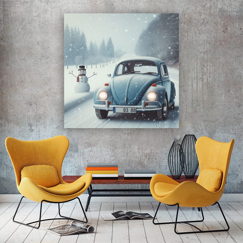 Volkswagen Beetle Snowfall Wall Art