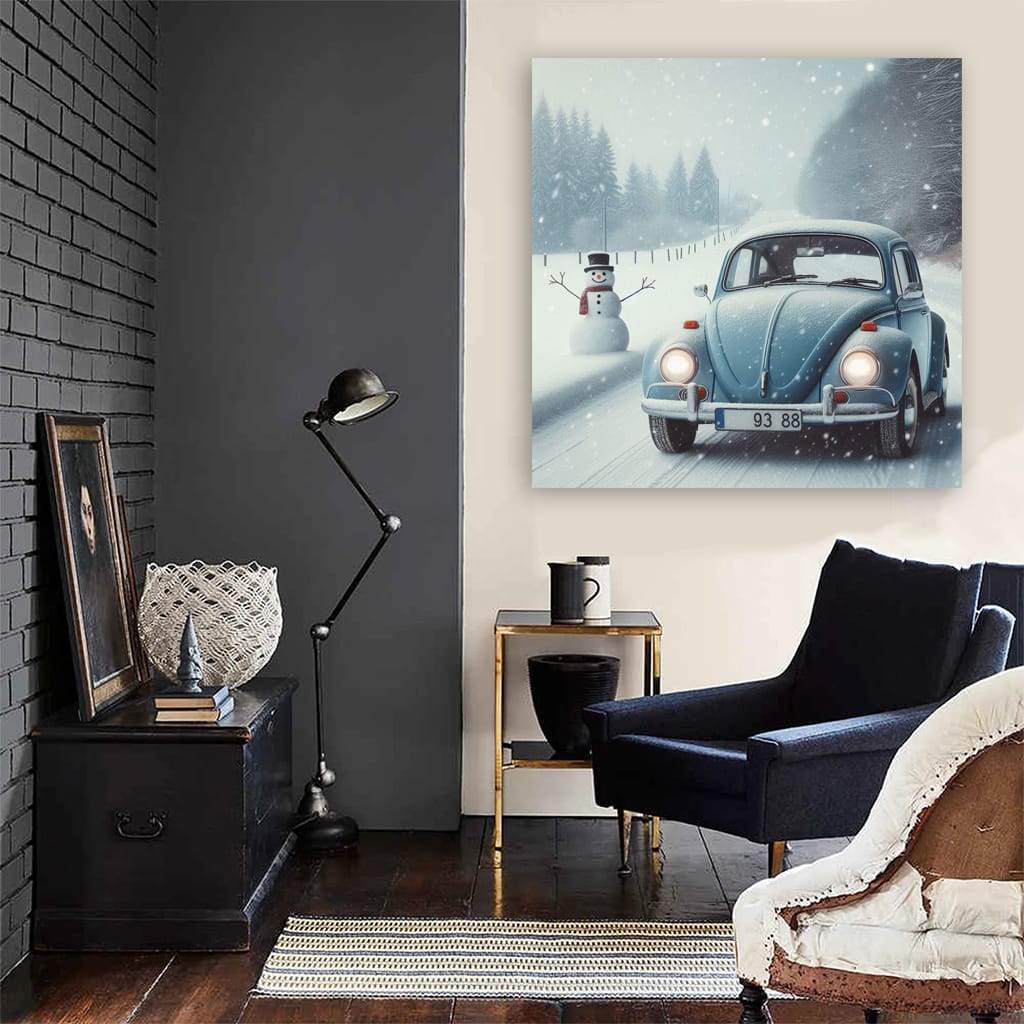 Volkswagen Beetle Snowfall Wall Art