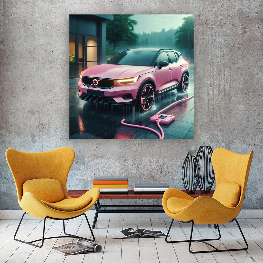 Volvo C40 Recharge Rainy Weath Wall Art