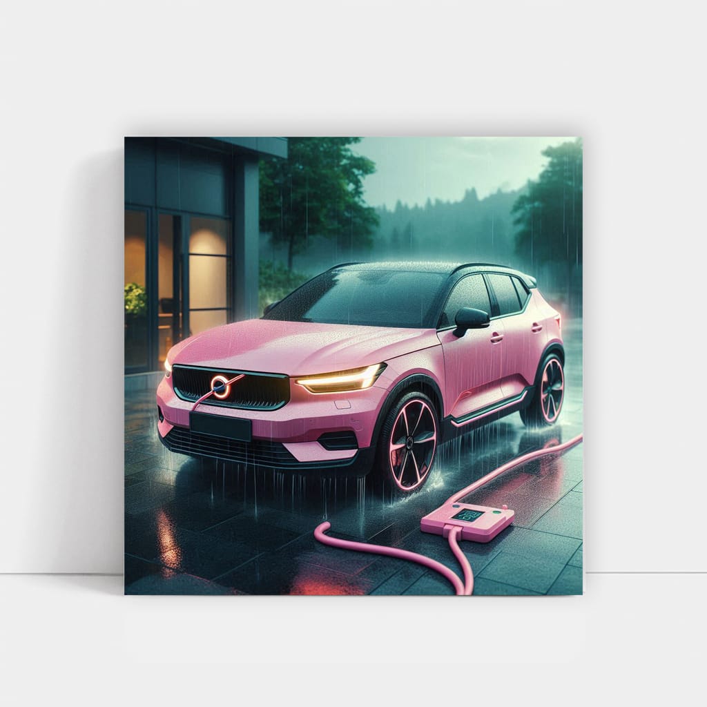 Volvo C40 Recharge Rainy Weath Wall Art