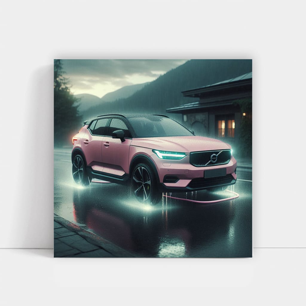 Volvo C40 Recharge Rainy Weather Wall Art