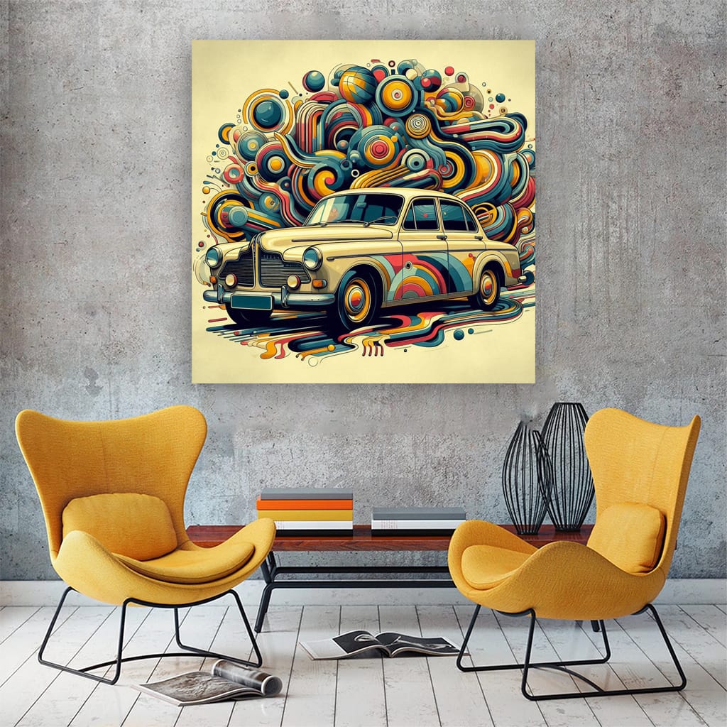Vintage Volvo: Classic Abstract Design, Timeless Elegance