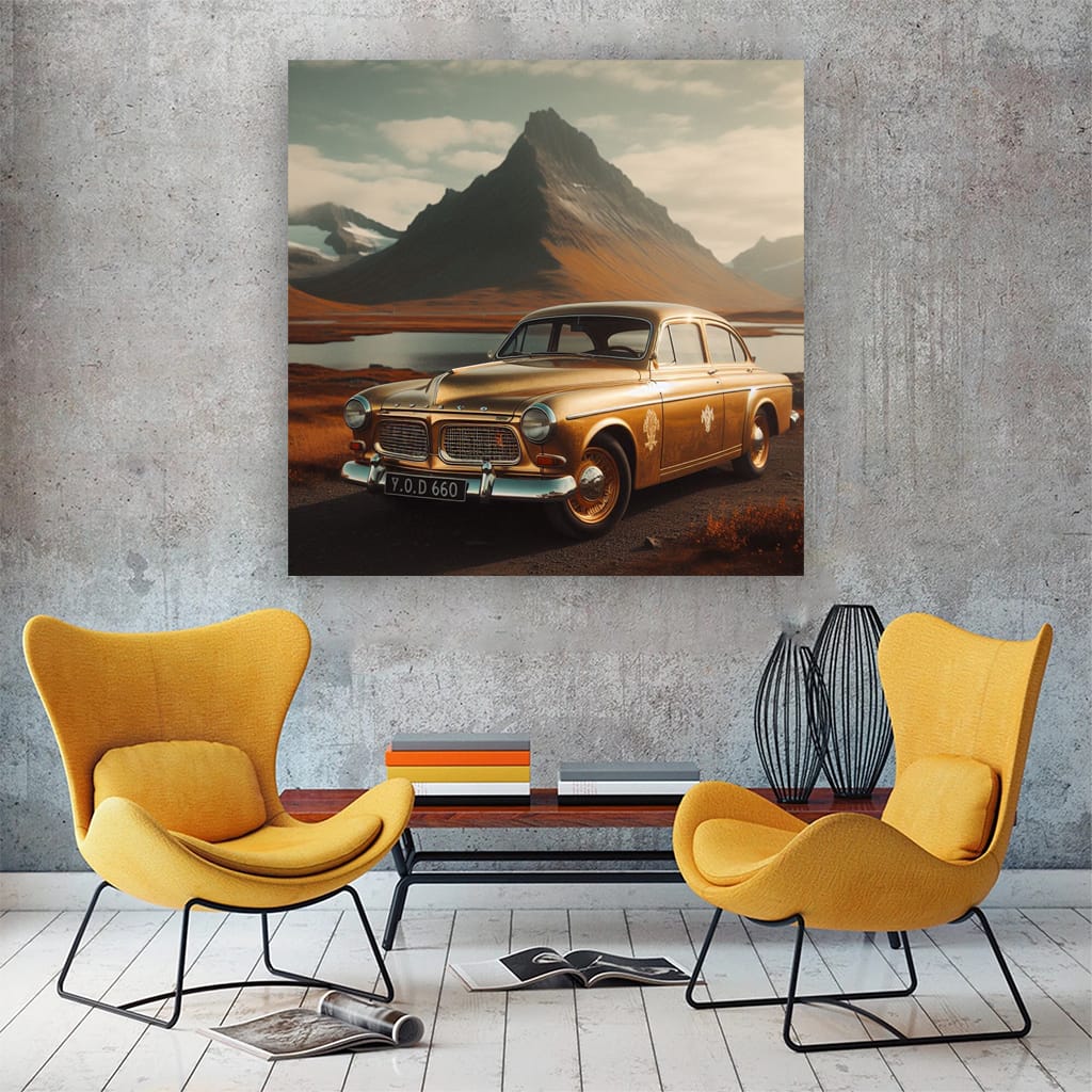 Volvo Old Retro Mounta Wall Art