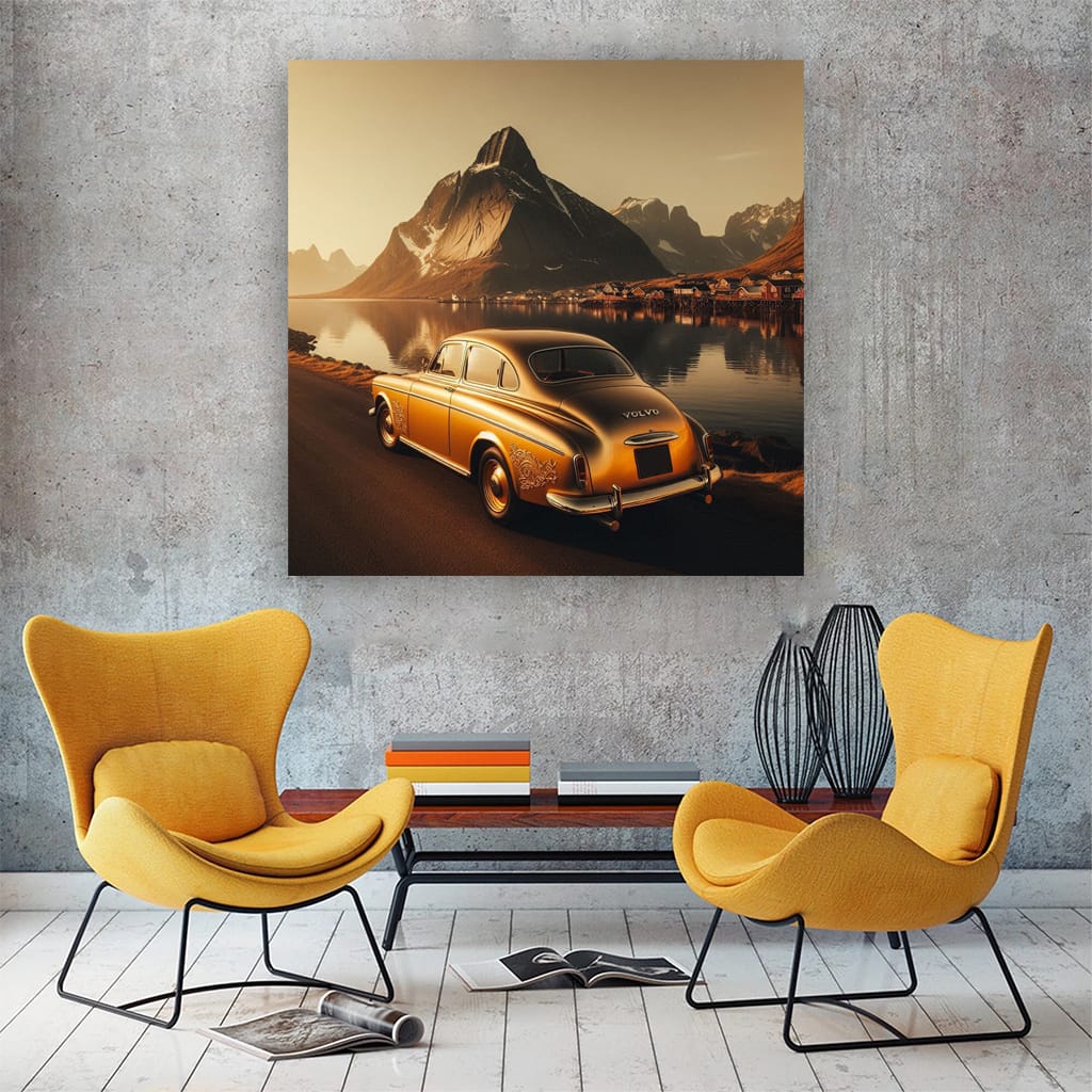 Volvo Old Retro Mountain Wall Art